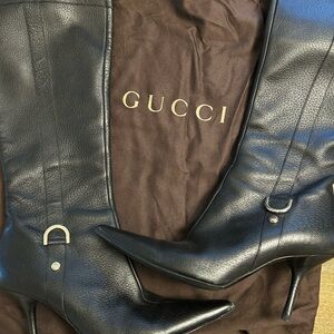 Gucci Black Leather Women's Boots